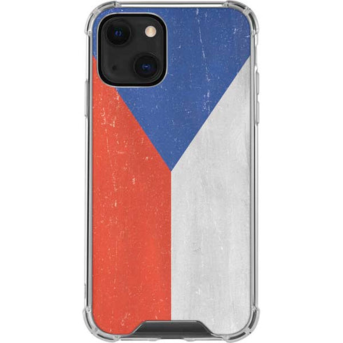 Czech Republic Flag Distressed iPhone 14 Clear Case